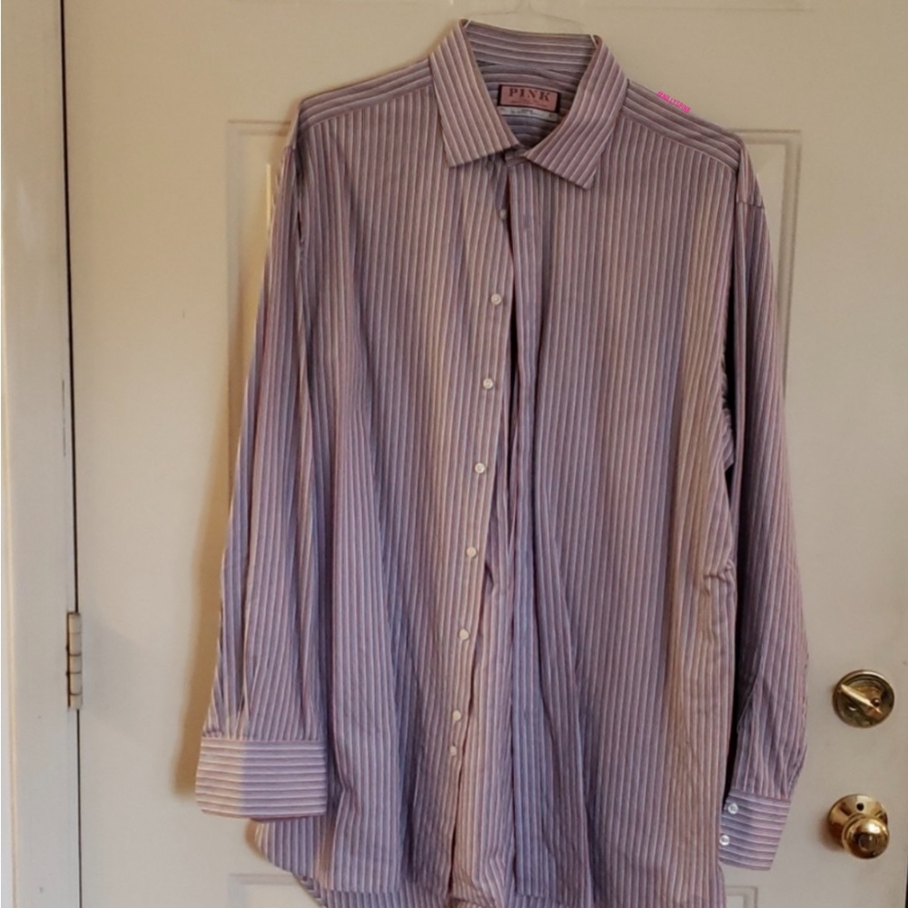 EUC Men's Thomas Pink Striped Dress Shirt